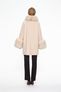 Cashmere blend coat with fox trim