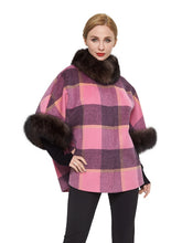 Load image into Gallery viewer, Cashmere blend poncho with fox trim