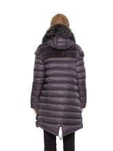 Load image into Gallery viewer, Rex rabbit coat with hood silver fox trim