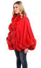 Load image into Gallery viewer, Cashmere shawl with fox fur trim