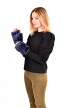 Load image into Gallery viewer, Knitted rex rabbit finger-less gloves