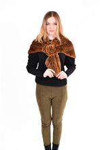 Load image into Gallery viewer, Knitted rex rabbit cape with rosette pull through