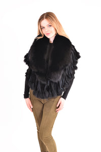 Fox fur cape with fringes