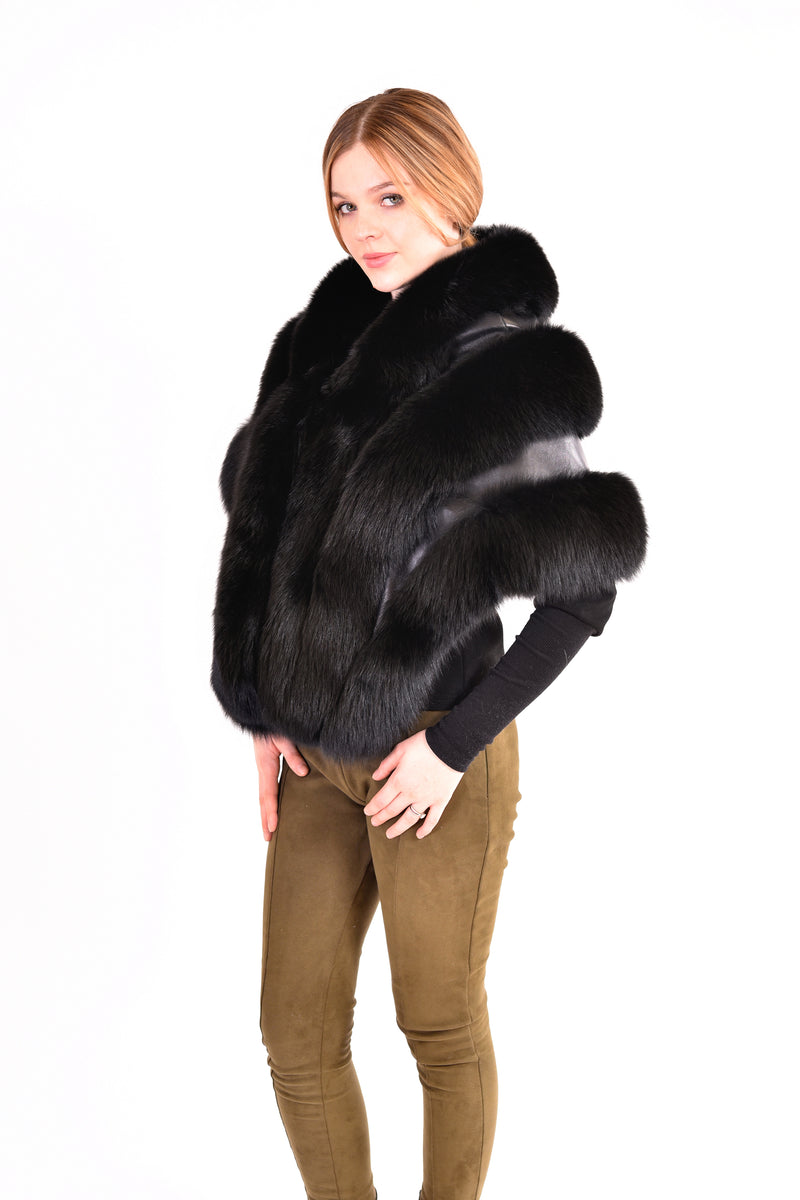 Buy Fox Fur Cape With Leather Online | Volare New York