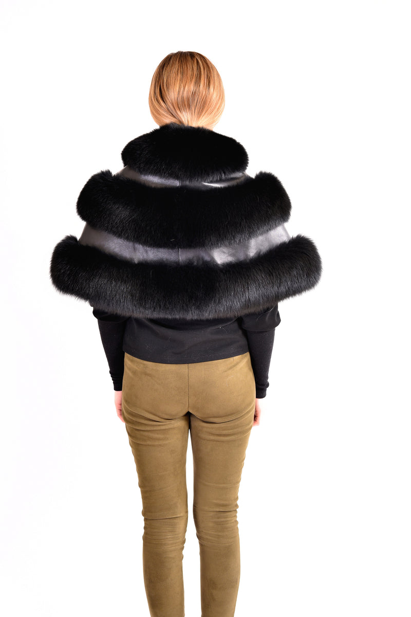 Buy Fox Fur Cape With Leather Online | Volare New York