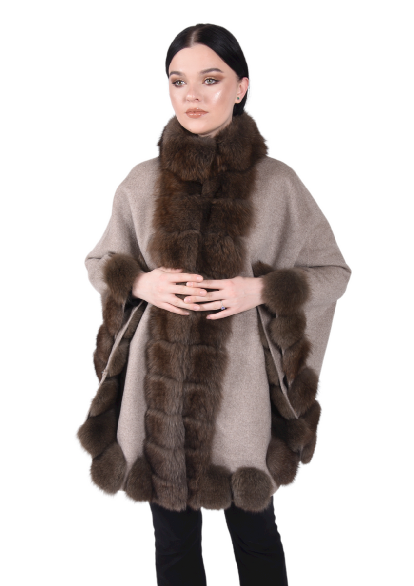Cashmere and 2025 fox fur cape