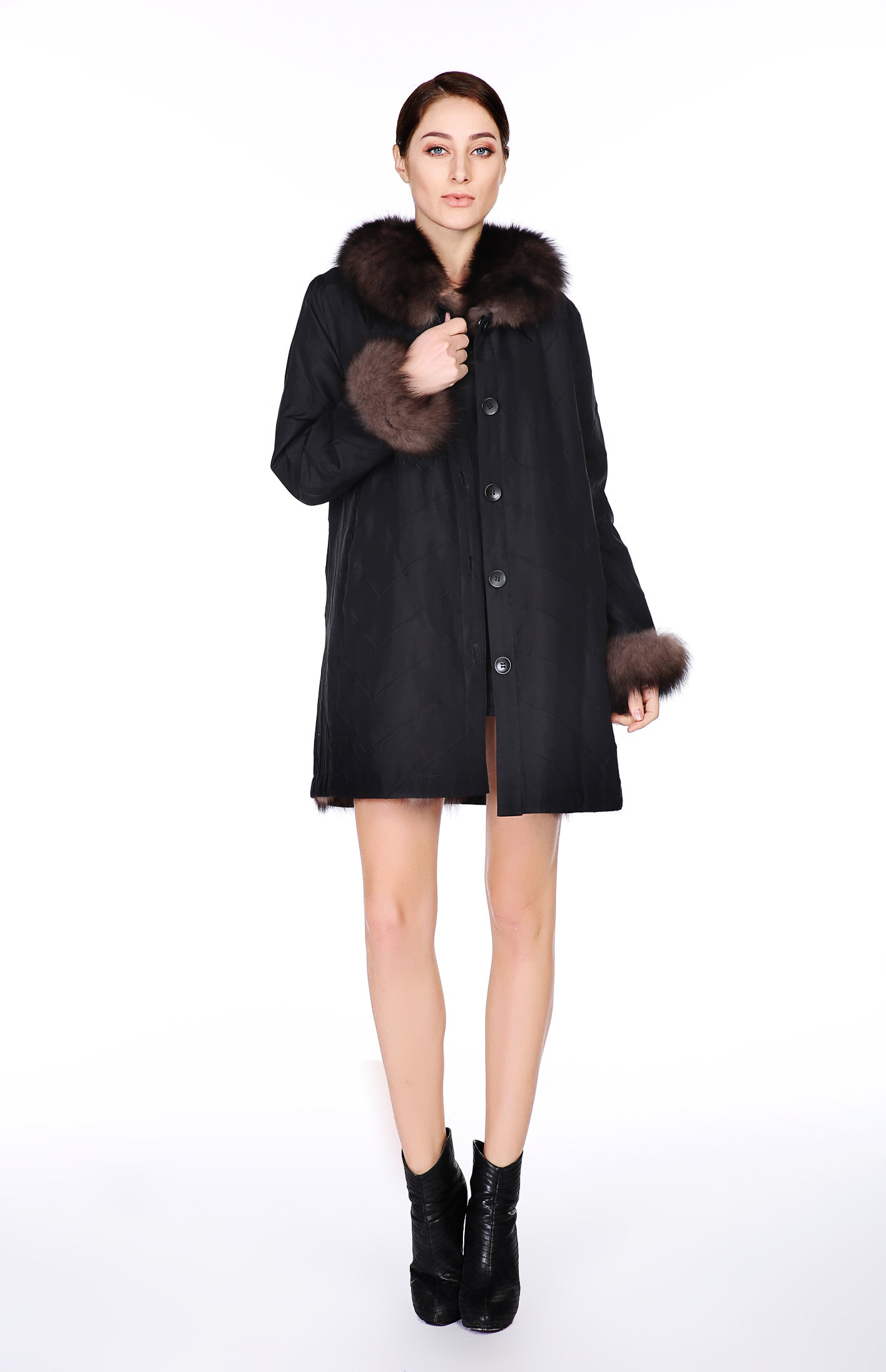 Buy 100% Silk Shell Fox Reversible Coat Online | Volare New York