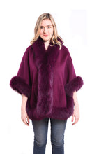 Load image into Gallery viewer, Cashmere blend cape with fox trim