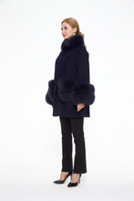 Load image into Gallery viewer, Cashmere blend coat with fox trim