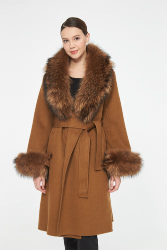 Cashmere coat with Fox trim and cuffs