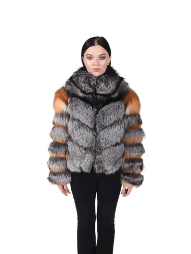 Women's silver fox and red fox jacket