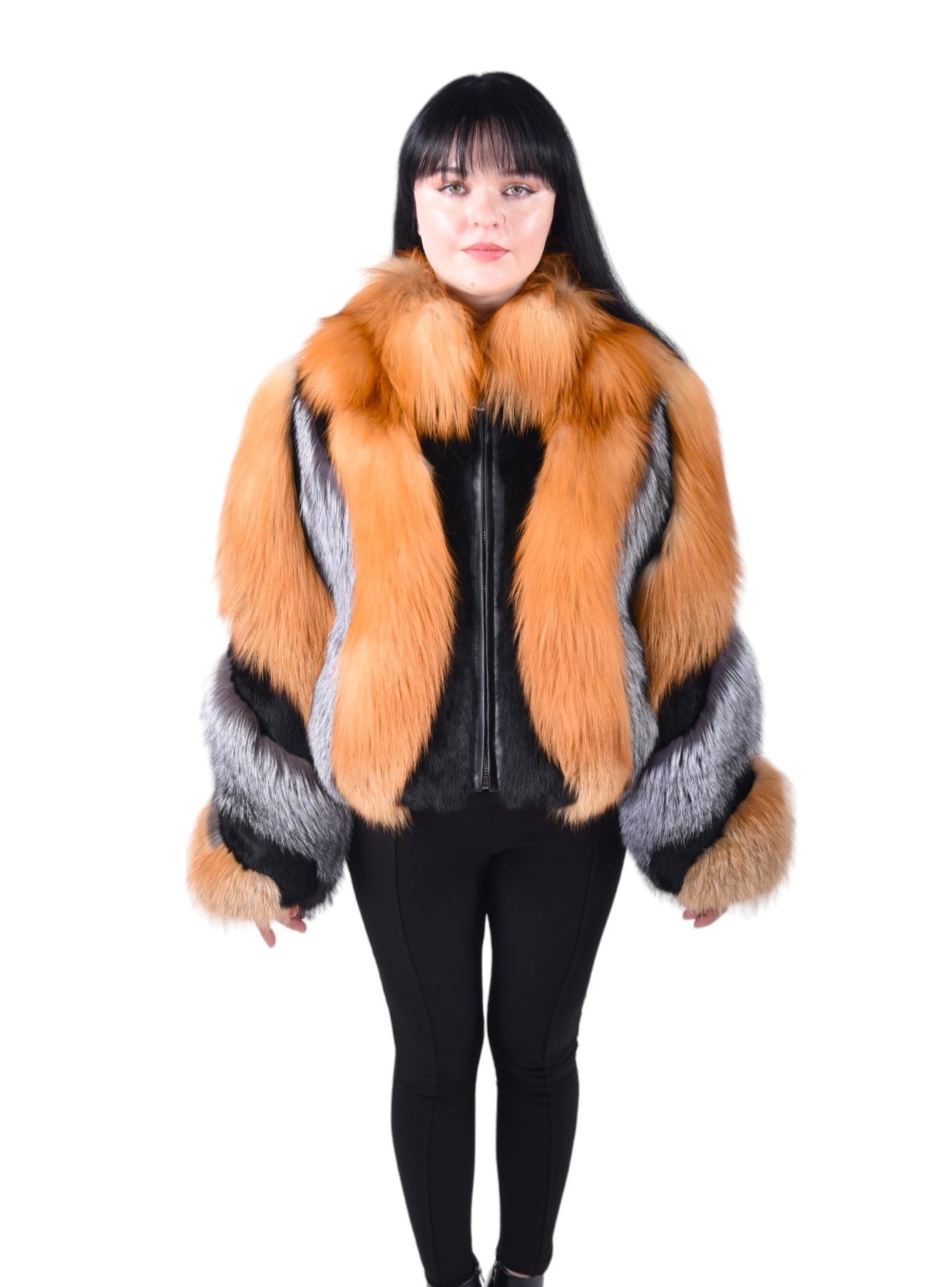 Red fox and Silver fox jacket with zipper – Volare New York Red fox and Silver fox jacket with zipper – Volare New York