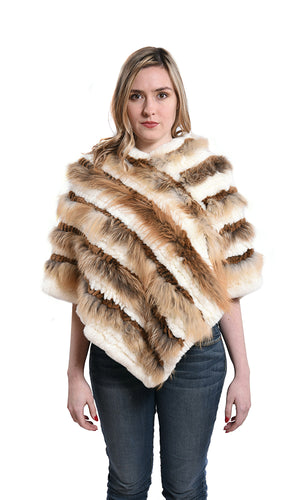 Rex chinchilla poncho with silver fox