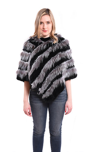 Rex chinchilla poncho with silver fox