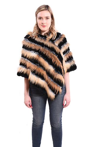 Rex chinchilla poncho with silver fox