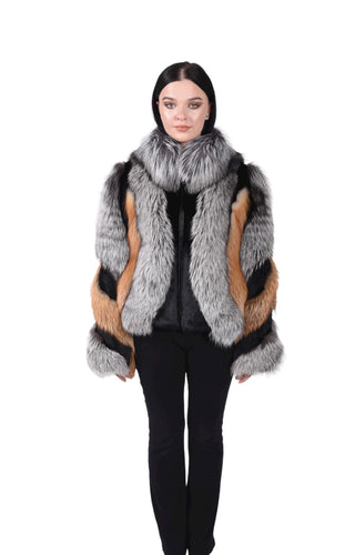 Women's silver fox and red fox jacket