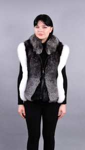 Women’s silver fox fur and white fox fur vest