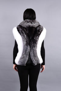 Women’s silver fox fur and white fox fur vest