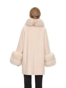 Cashmere blend coat with fox trim