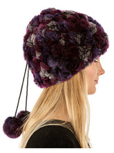 Load image into Gallery viewer, Rex rabbit neck warmer &amp; hat with pom pom