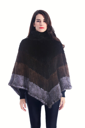Knitted mink poncho
