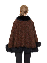 Load image into Gallery viewer, Wool blend cape with fox trim