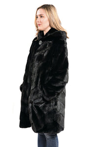 Full skin mink coat with hood