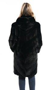 Full skin mink coat with hood