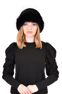 Bibury Knitted Mink Fur Beanie Hat With Fox Fur Pom Pom - Winter Warm Stretch Hat