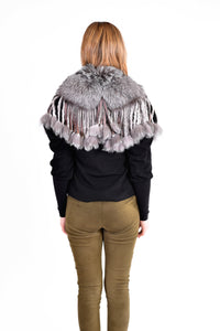 Fox fur cape with fringes