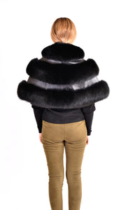 Fox fur cape with leather