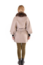Load image into Gallery viewer, Cashmere blended cape with fox trim