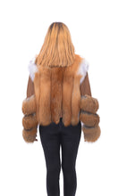 Load image into Gallery viewer, Genuine leather bomber jacket with fox