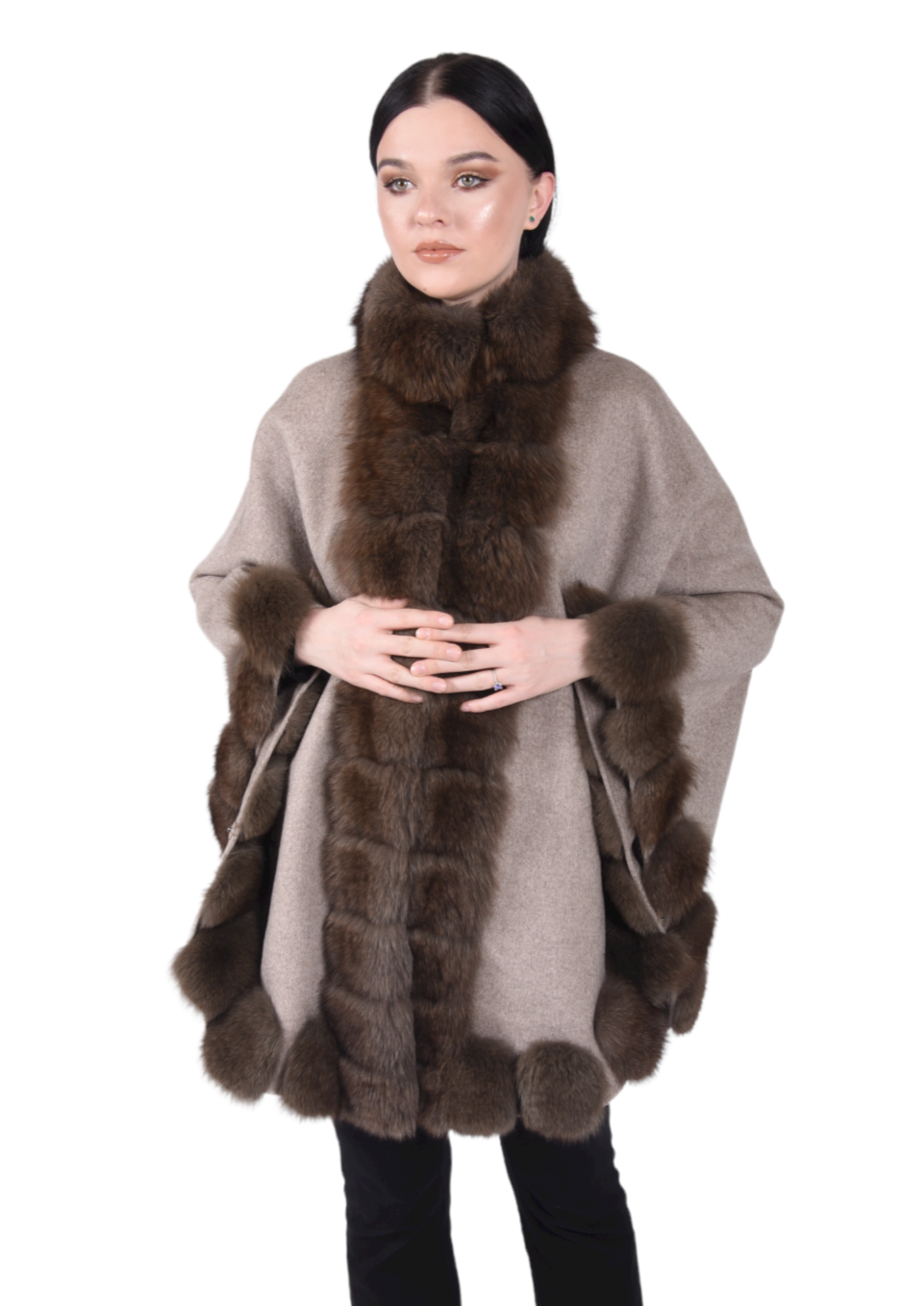 Fur hot sale trimmed cashmere