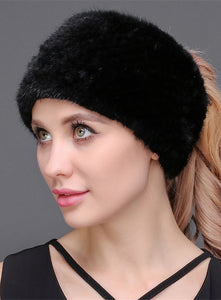 Knitted mink headband & neck warmer
