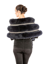 Load image into Gallery viewer, Fox shawl with Swarovski Crystals and Fox tail
