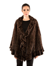 Load image into Gallery viewer, Knitted mink cape with ruffles