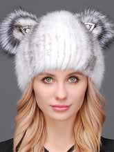 Load image into Gallery viewer, Mink beanie with cat ears