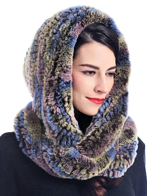 Buy Knitted Rex Rabbit Infinity Scarf With Hood | Volare New York