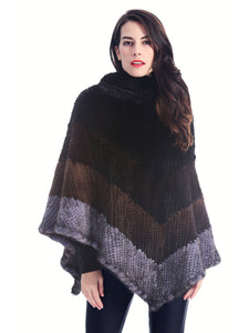 Knitted mink poncho
