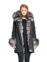 Load image into Gallery viewer, Silver fox parka with hood