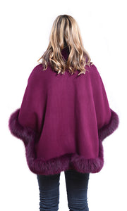 Cashmere blend cape with fox trim