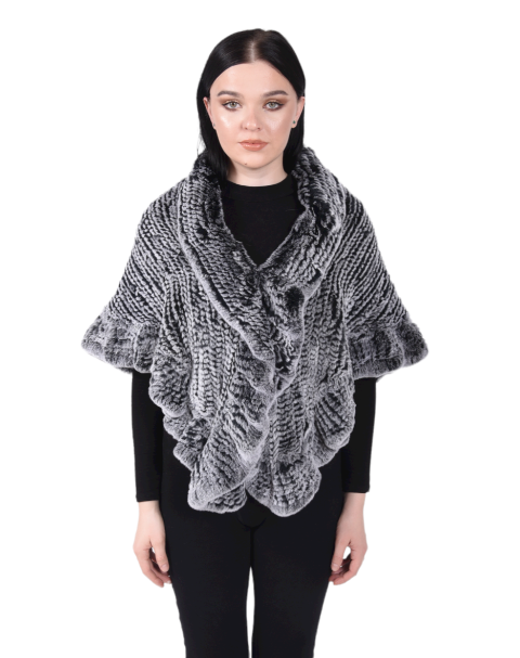 Knitted rex shawl with ruffles